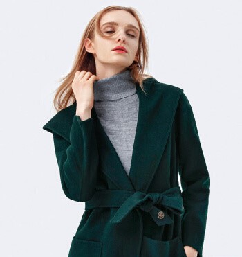 红袖皮草大衣女纯色颗粒绒羊剪绒皮毛一体外套